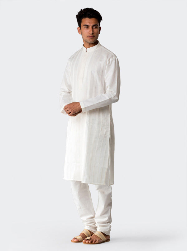 White Striped Kurta Set