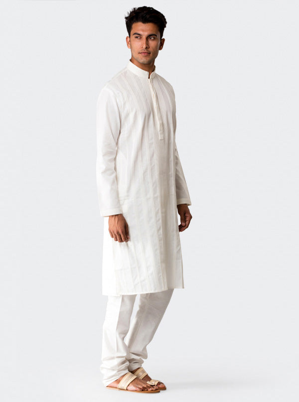 White Striped Kurta Set