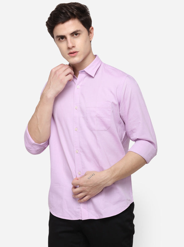 Pink Regular Fit Solid Casual Shirt | Greenfibre