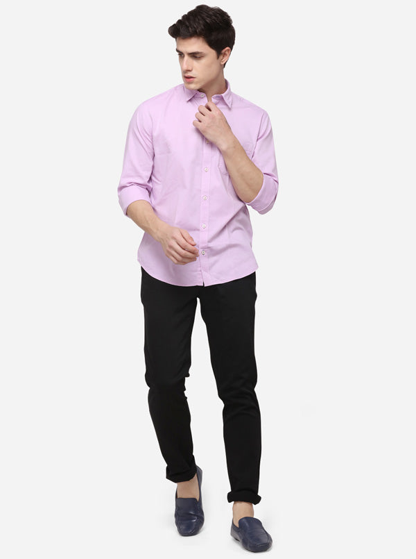 Pink Regular Fit Solid Casual Shirt | Greenfibre