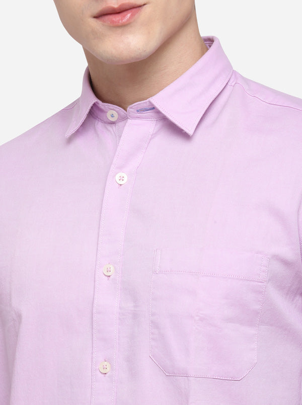 Pink Regular Fit Solid Casual Shirt | Greenfibre