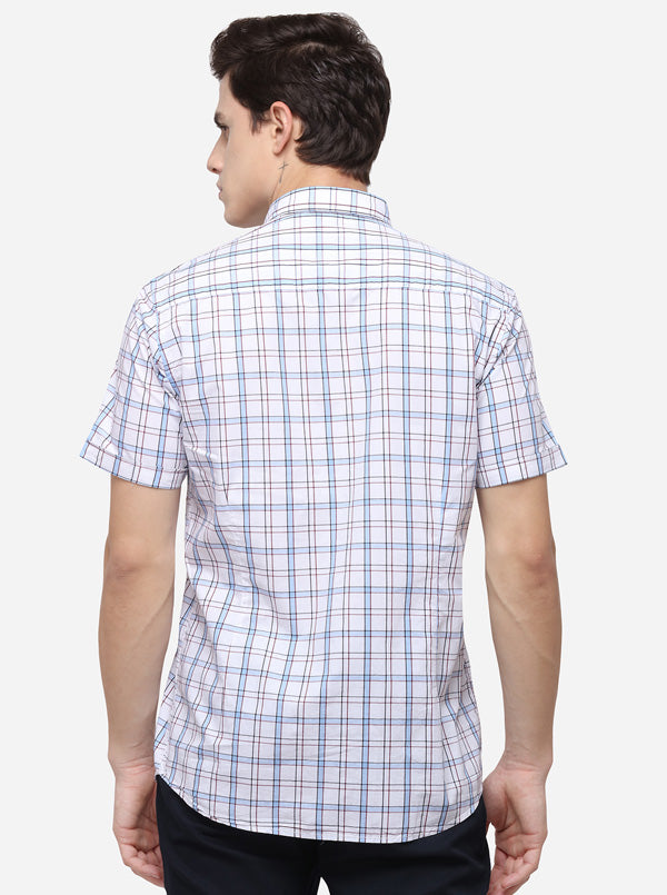 White Tailored Fit Checked Casual Shirt | JB Sport