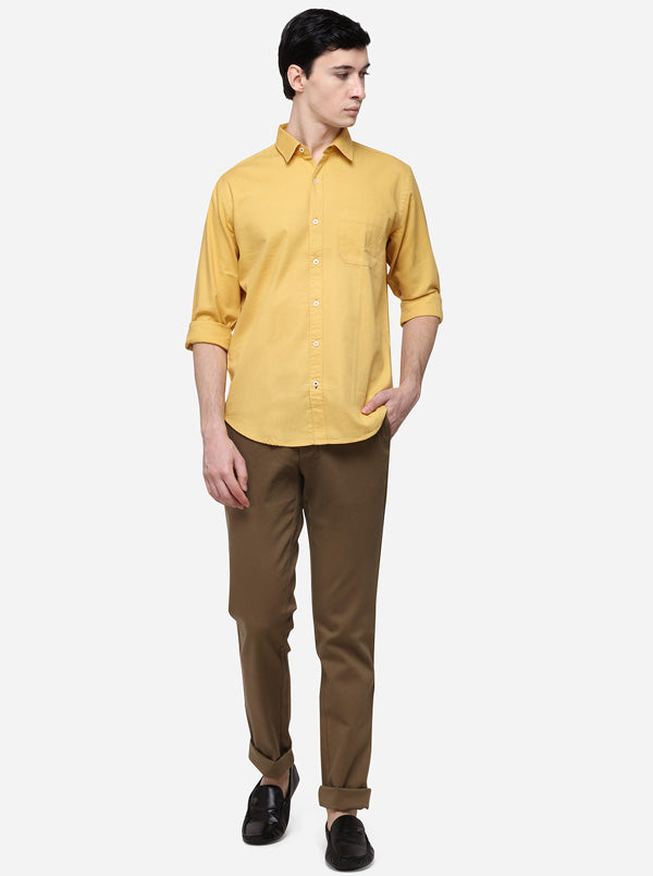 Gold Classic Fit Solid Casual Shirt | Greenfibre