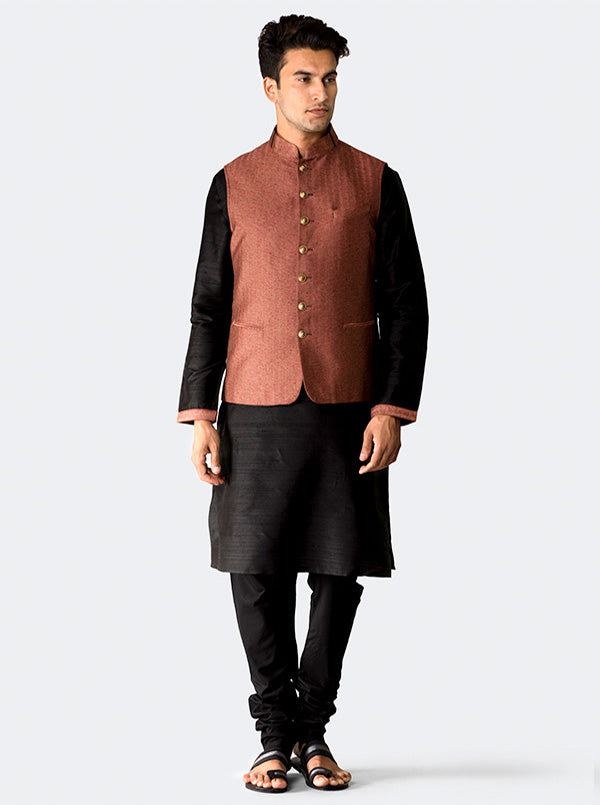 Black Kurta with Rust Koti