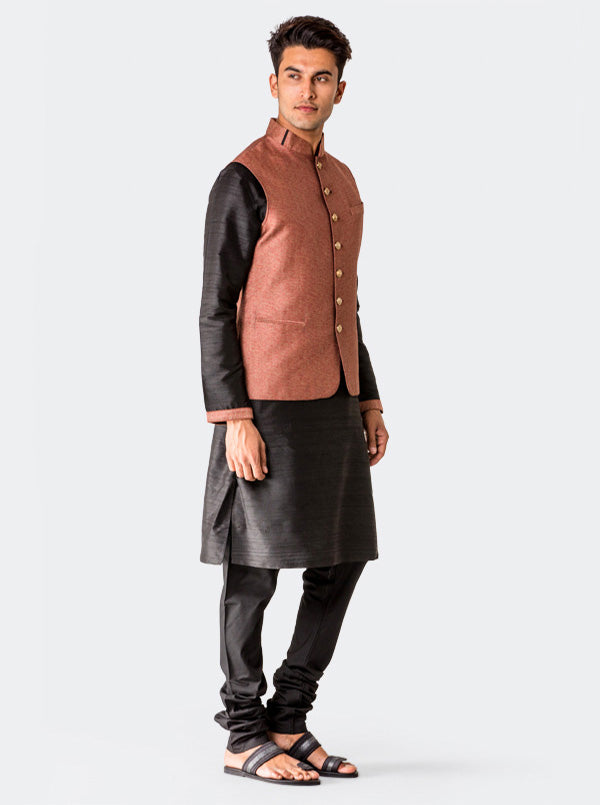 Black Kurta with Rust Koti