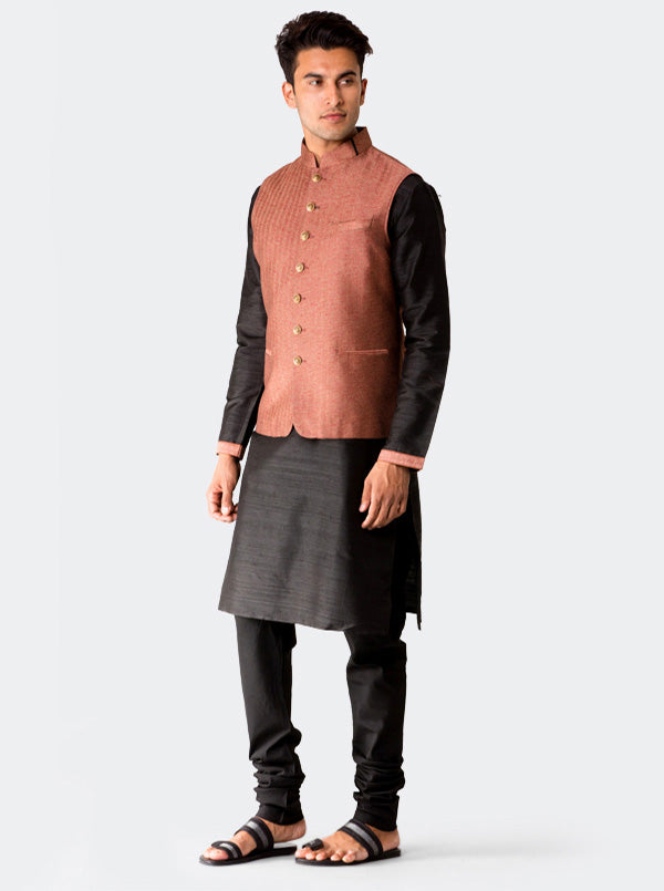 Black Kurta with Rust Koti