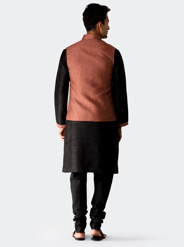 Black Kurta with Rust Koti