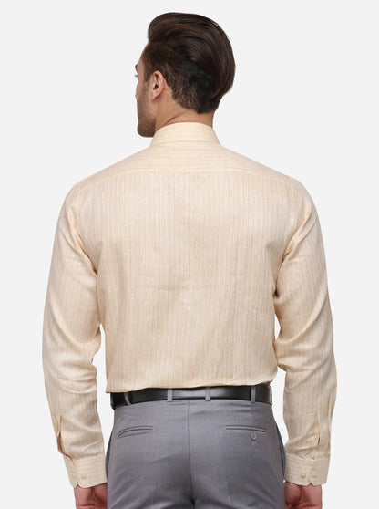 Yellow Striped Regular Fit Formal Shirt | JadeBlue