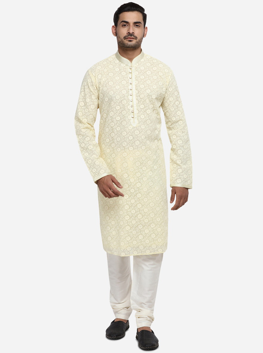 Light Yellow Kurta Set | Azania