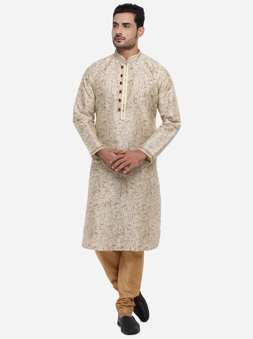 Beige & Golden Kurta Set | Azania