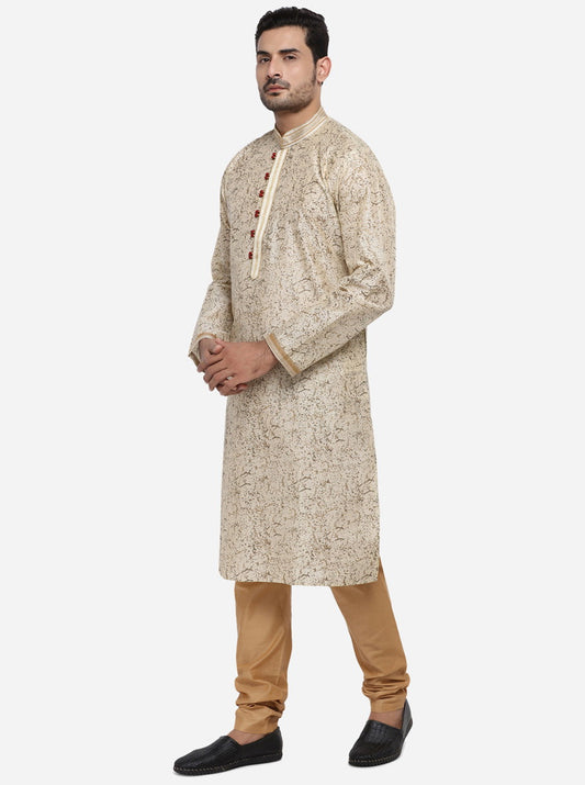 Beige & Golden Kurta Set | Azania