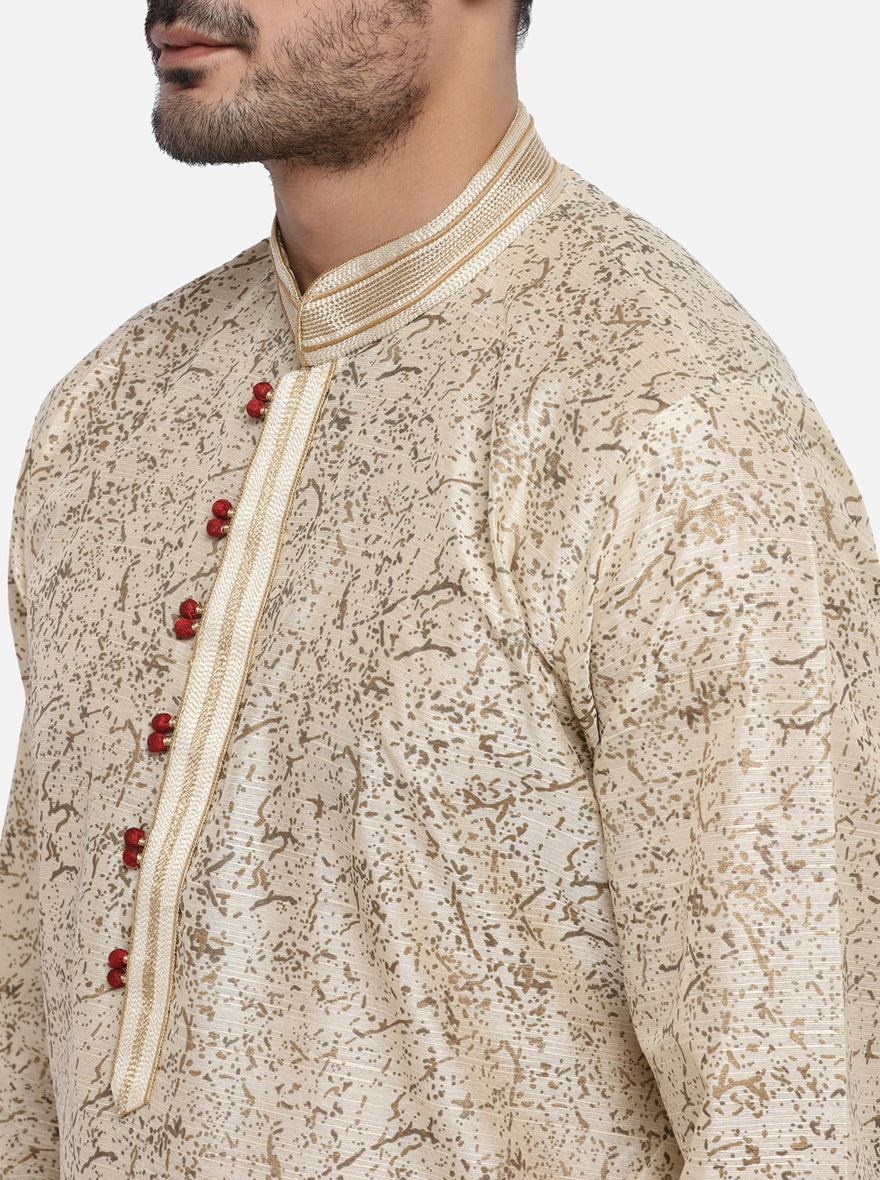 Beige & Golden Kurta Set | Azania