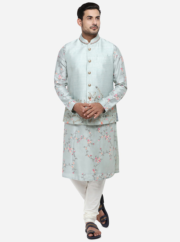 Mint Green Kurta Set with Mint Green Bandhgala Jacket | Siddhesh Chauhan