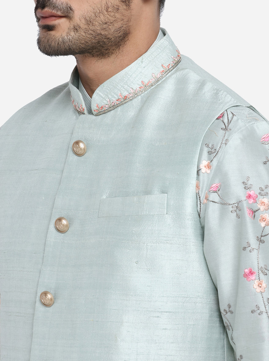 Mint Green Kurta Set with Mint Green Bandhgala Jacket | Siddhesh Chauhan