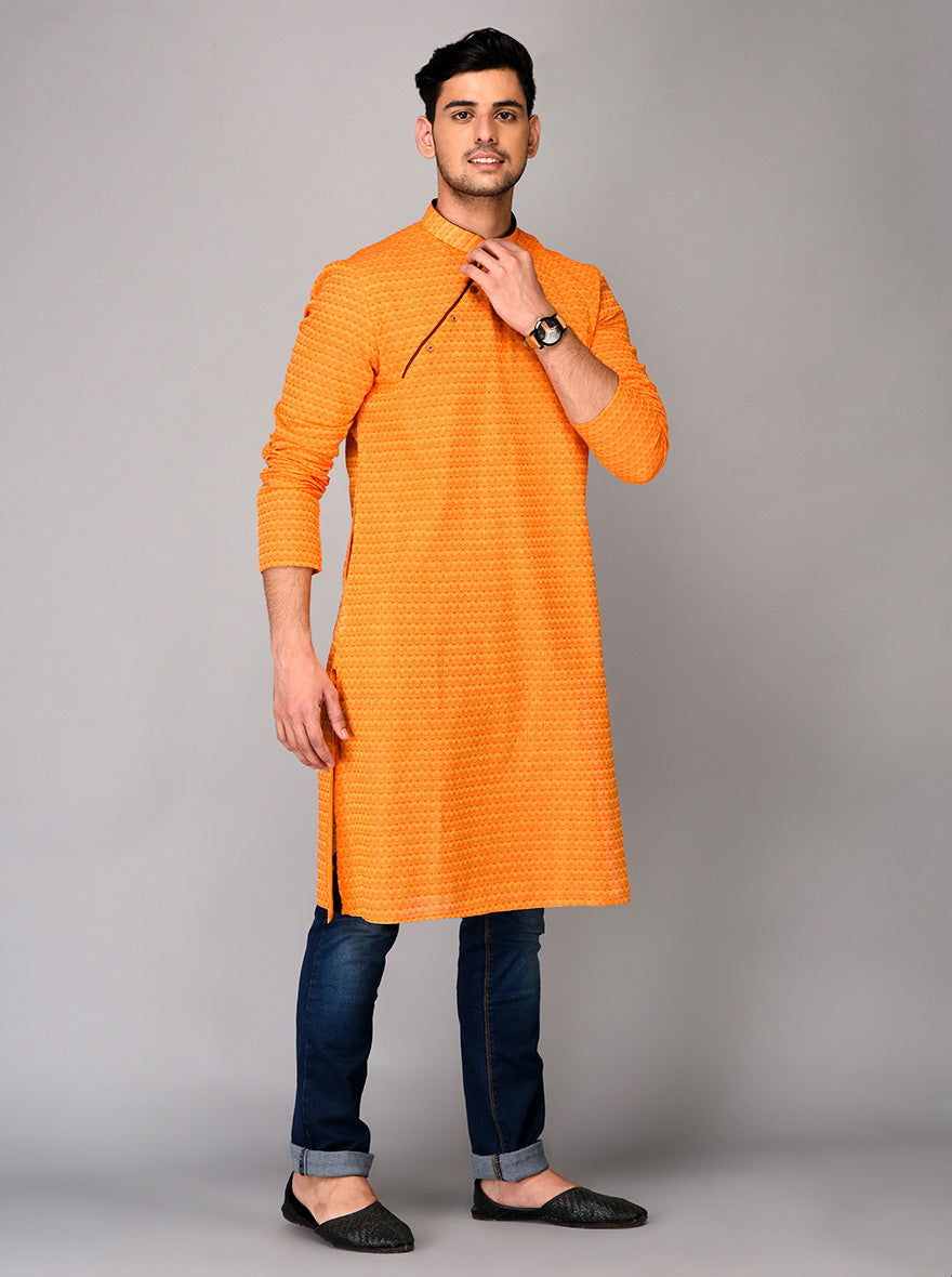 Light Orange Printed Kurta | Azania