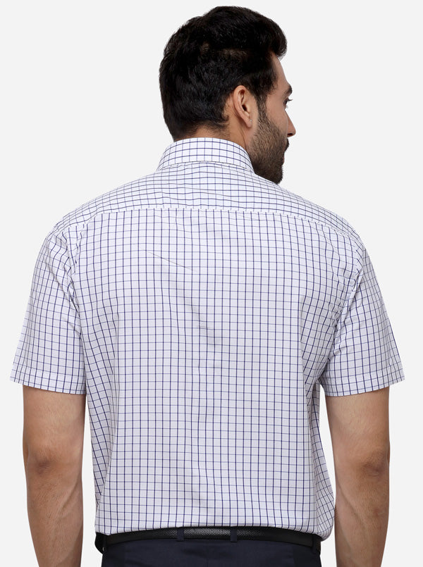 Blue & White Checked Regular Fit Formal Shirt | Greenfibre