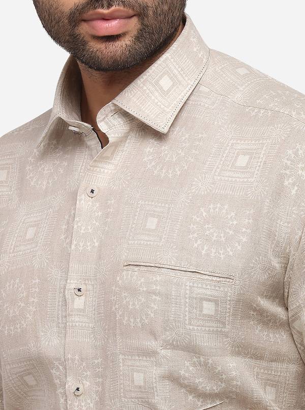 Natural Printed Slim Fit Party Wear Shirt | JB Studio