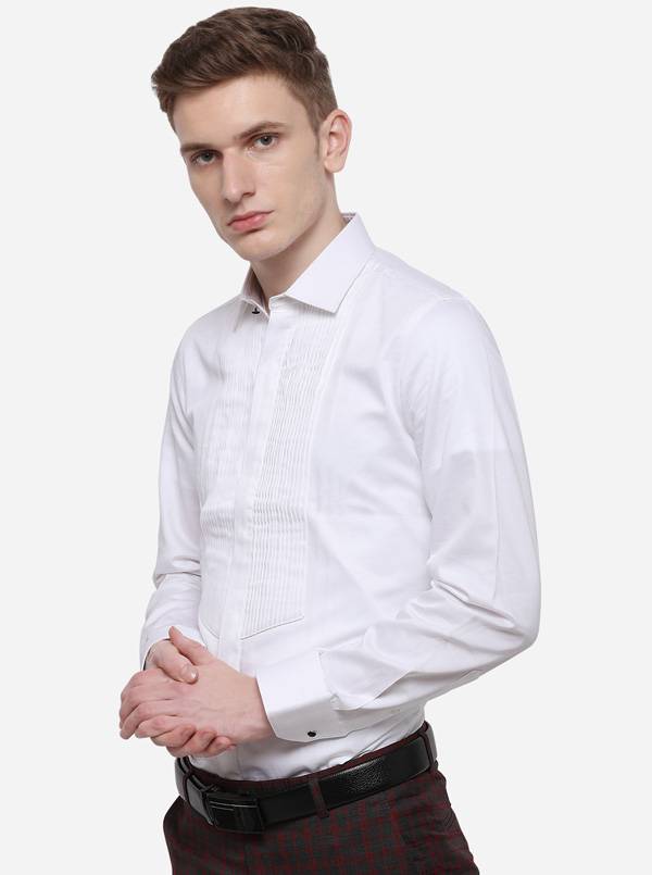 White Solid Slim Fit Party Wear Shirt | JB Studio