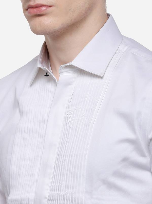 White Solid Slim Fit Party Wear Shirt | JB Studio