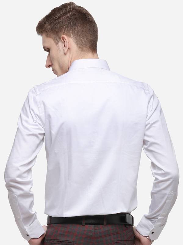 White Solid Slim Fit Party Wear Shirt | JB Studio