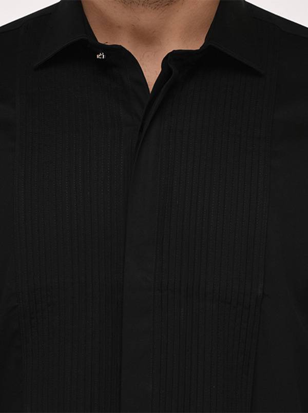 JB Studio Black Striped Slim Fit Party Wear Shirt