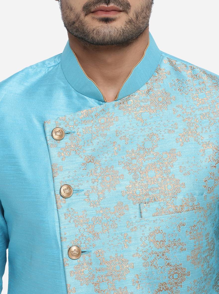 Light Blue Semi Indowestern | Azania