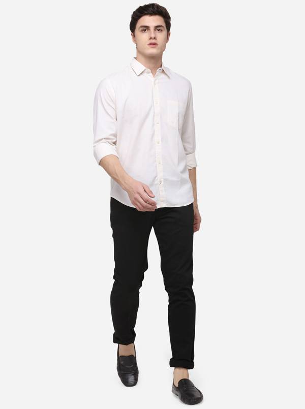 Off-White Regular Fit Solid Casual Shirt | Greenfibre