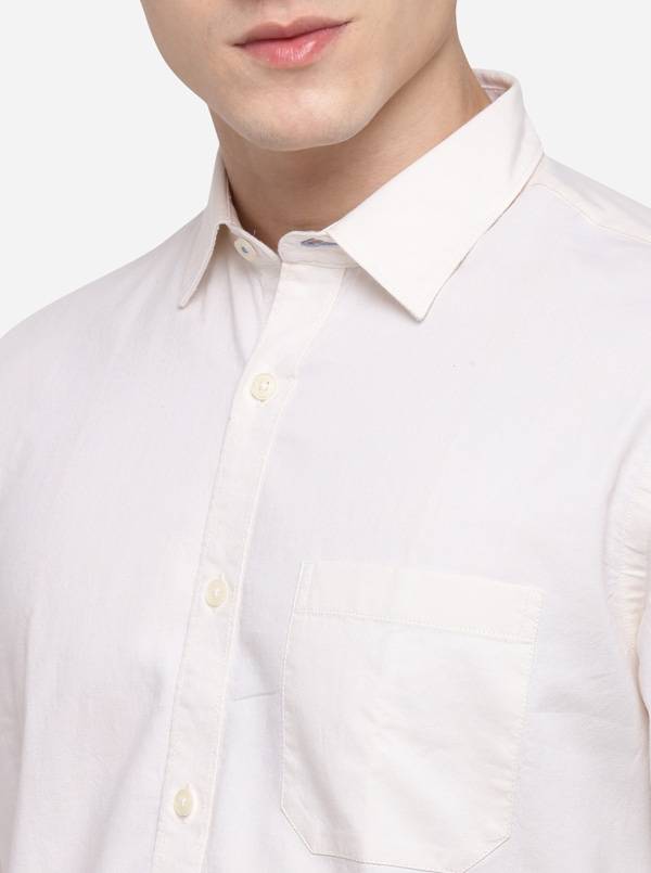 Off-White Regular Fit Solid Casual Shirt | Greenfibre