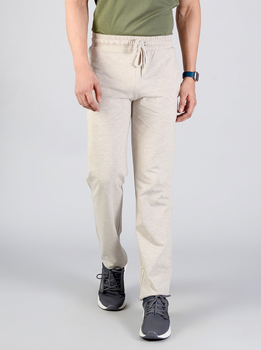 Beige Solid Regular Fit Track Pants | JadeBlue