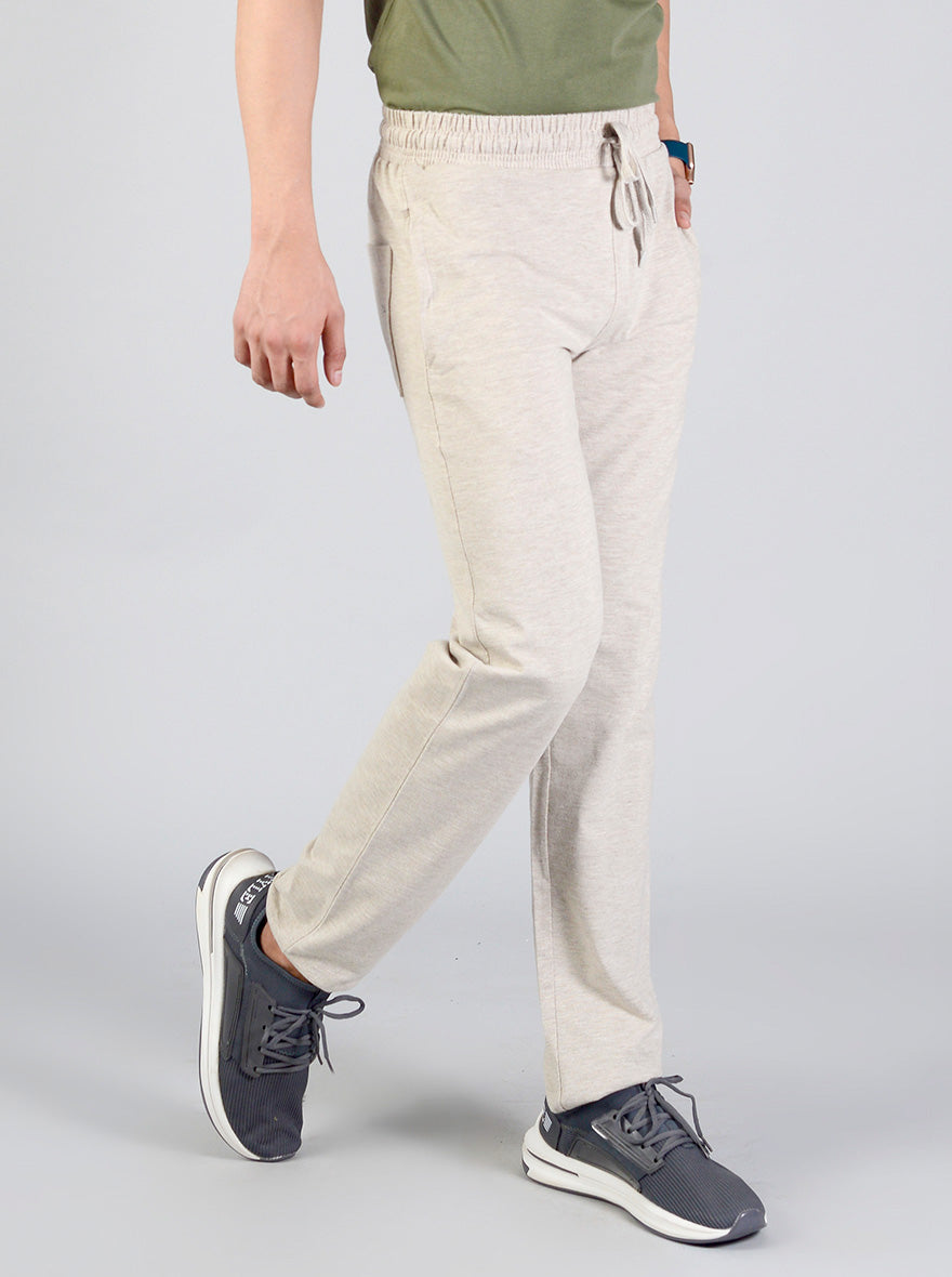 Beige Solid Regular Fit Track Pants | JadeBlue