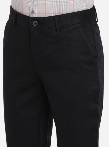 Dark Blue Solid Uno Fit Casual Trouser | JadeBlue