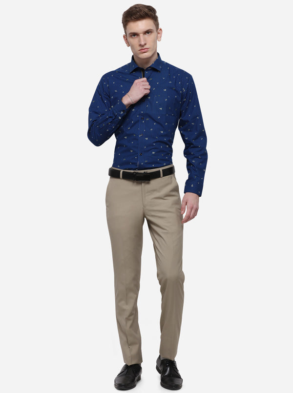 Blue & Black Striped Slim Fit Party Wear Shirt | Greenfibre