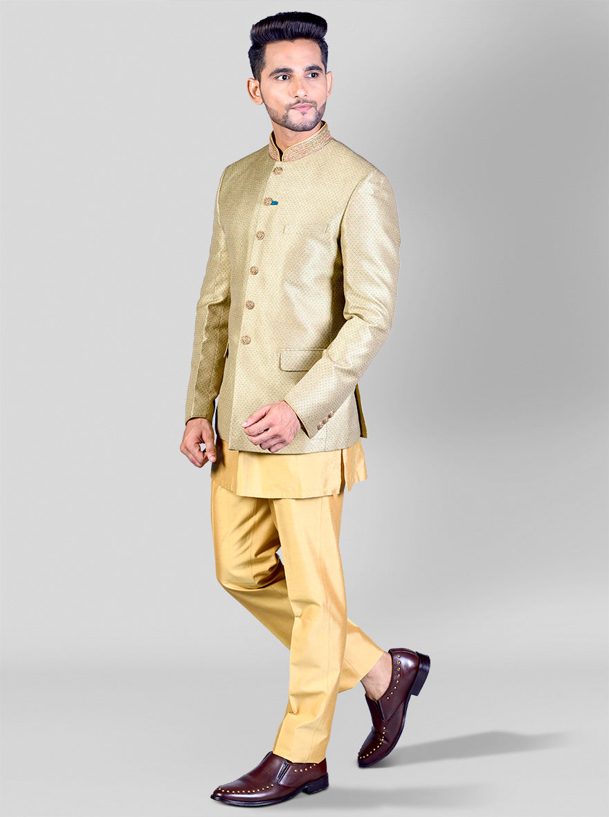 Beige & Green Jodhpuri Suit | JadeBlue