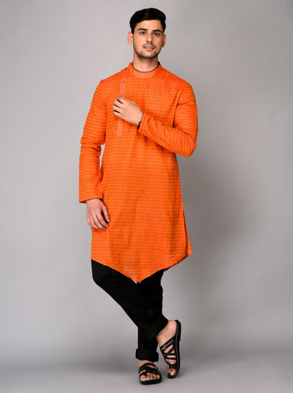 Orange Asymmetric Kurta | Azania