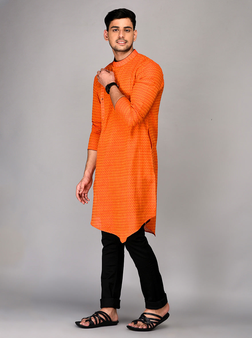 Orange Asymmetric Kurta | Azania