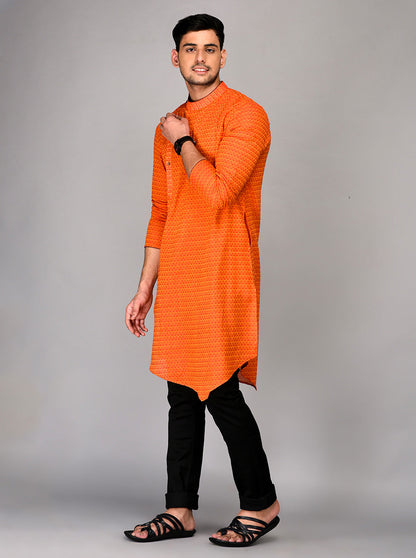 Orange Asymmetric Kurta | Azania