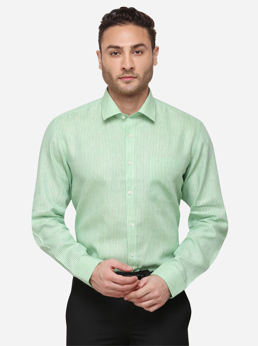 Green Checked Regular Fit Formal Shirt | JadeBlue