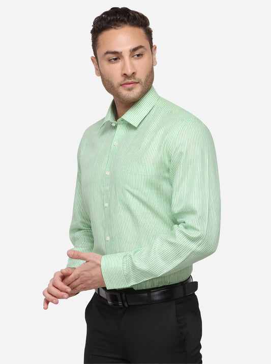 Green Checked Regular Fit Formal Shirt | JadeBlue