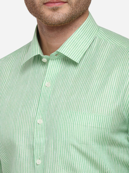 Green Checked Regular Fit Formal Shirt | JadeBlue