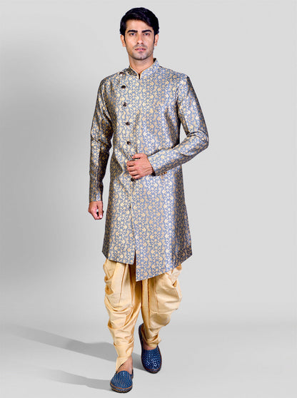 Grey & Golden Semi Indowestern | Azania