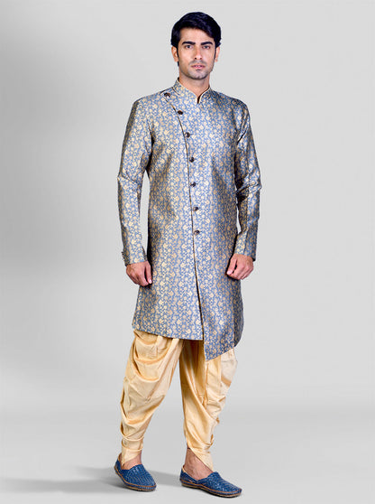 Grey & Golden Semi Indowestern | Azania