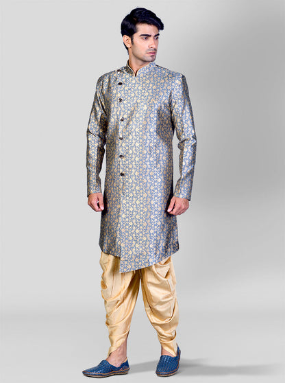 Grey & Golden Semi Indowestern | Azania