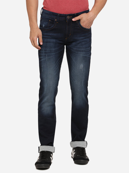 Indigo Blue Solid Slim Fit Jeans | JadeBlue Sport