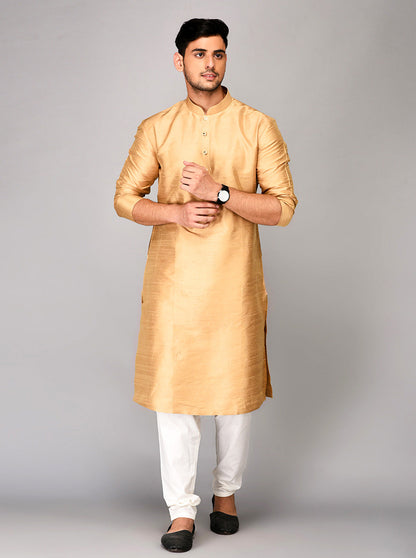 Light Golden Self Textured Kurta | Azania