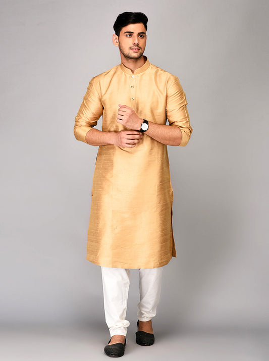 Light Golden Self Textured Kurta | Azania
