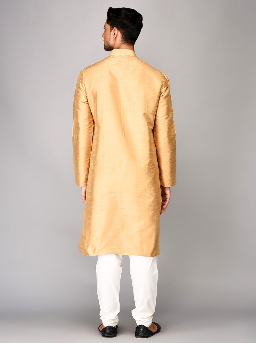 Light Golden Self Textured Kurta | Azania