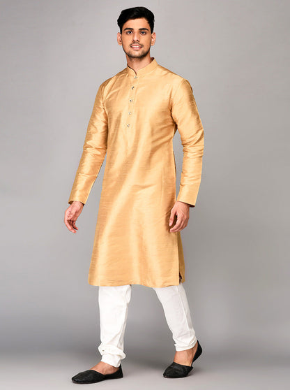 Light Golden Self Textured Kurta | Azania