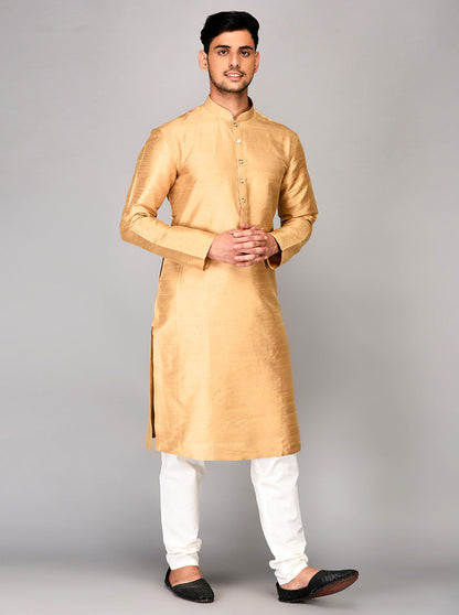 Light Golden Self Textured Kurta | Azania