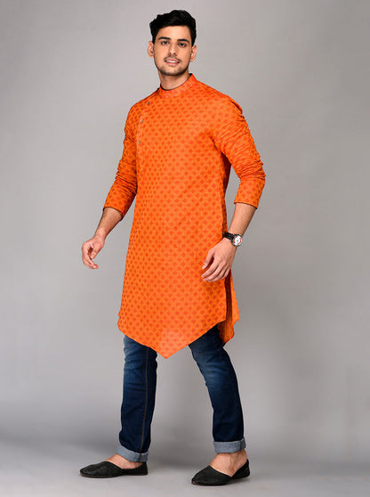Orange Asymmetric Kurta | Azania