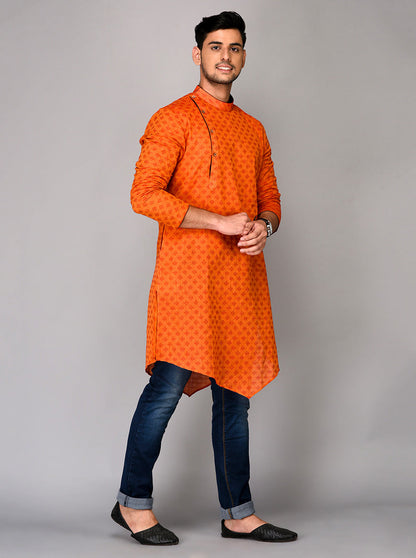 Orange Asymmetric Kurta | Azania